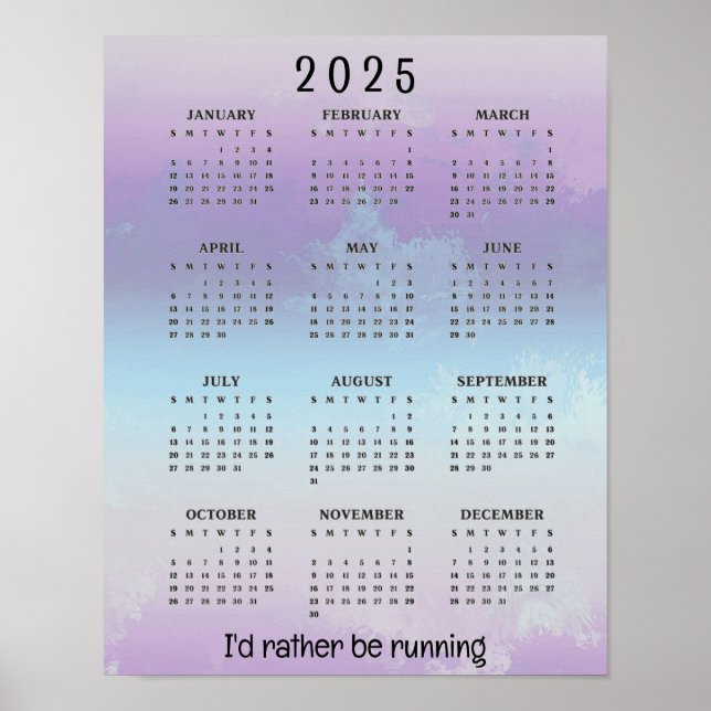 Löpning Jogging Design 2025 Kalender Poster (Framsidan)