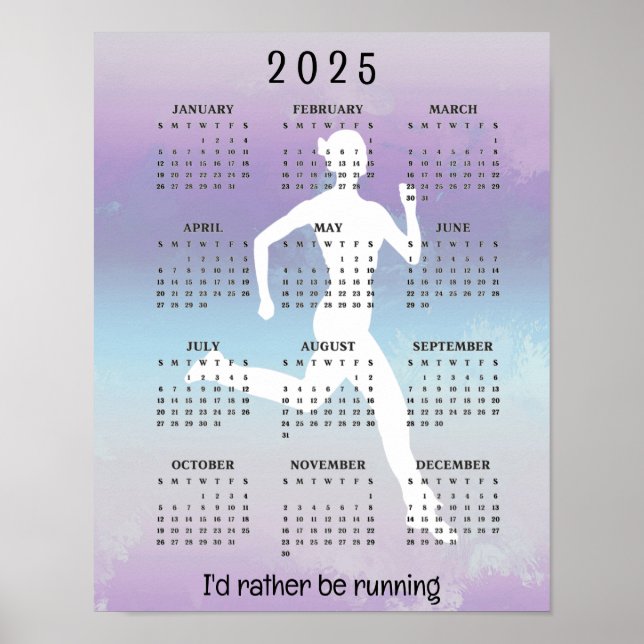 Löpning Jogging Design 2025 Kalender Poster (Framsidan)