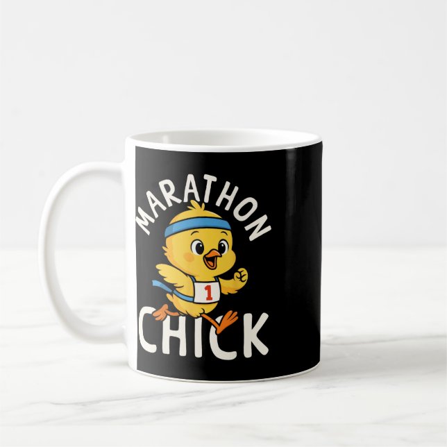 Löpning Löpare Halvmaraton Kyckling Tjej Vintage  Kaffemugg (Vänster)