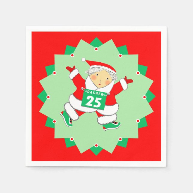 Löpning Löpare Jul Holiday Pappersservett (Framsidan)