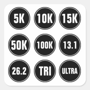 Löpning Maraton, Triathlon, 5K, 10K... Fyrkantigt Klistermärke
