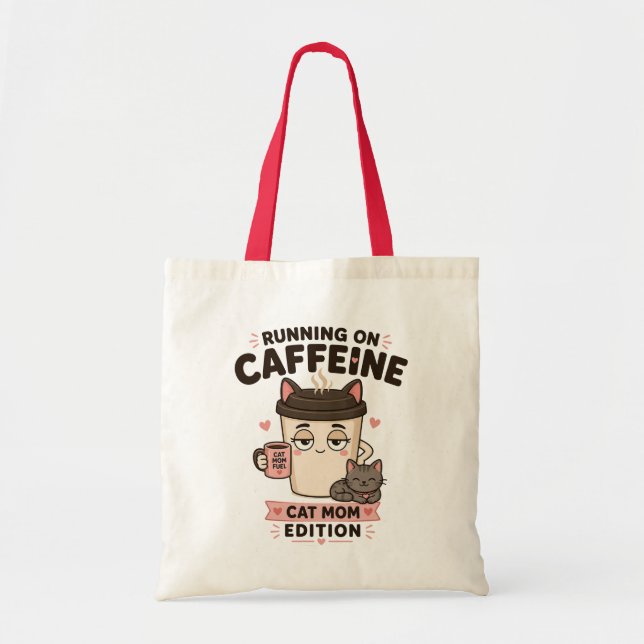 Löpning På Kaffe Rolig Kattmamma Toteväska Present Tygkasse (Framsidan)