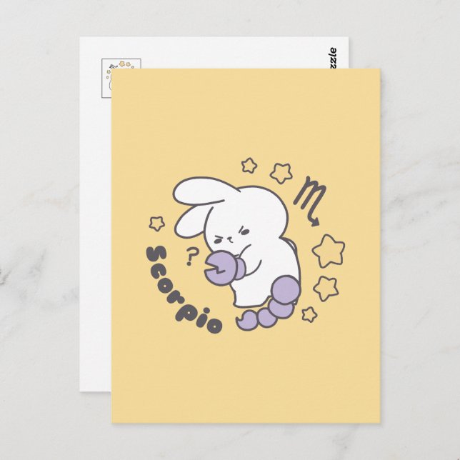 Loppitokki Bunny omfamnar Skorpionen Zodiakmagi I Vykort (Fram/baksida)