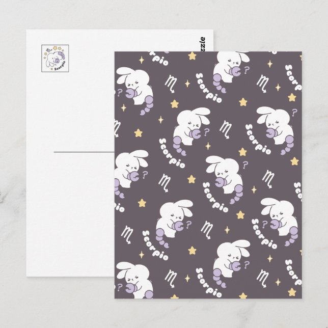 Loppitokkis Cosmic Scorpio Mönster: Bunny Art II Vykort (Fram/baksida)
