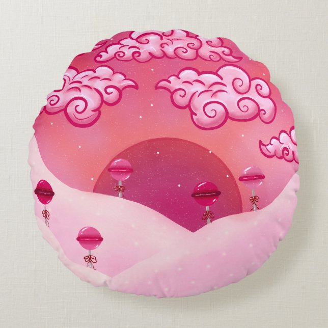 Loppor och söt moln rund kudde (Framsidan)