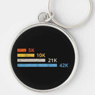 Löpsträckor II - 5K 10K 21K 42K Maratonlöpare Rund Silverfärgad Nyckelring