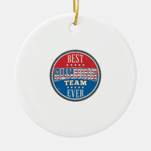 Löpteam Patriotisk Vintage Badge Design_1 Julgransprydnad Keramik