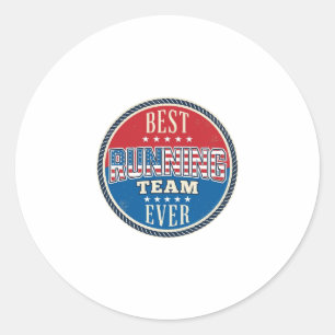 Löpteam Patriotisk Vintage Badge Design_1 Runt Klistermärke