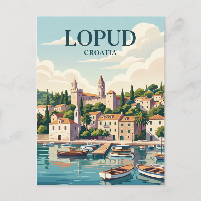 Lopud Island Kroatien Vykort (Framsida)