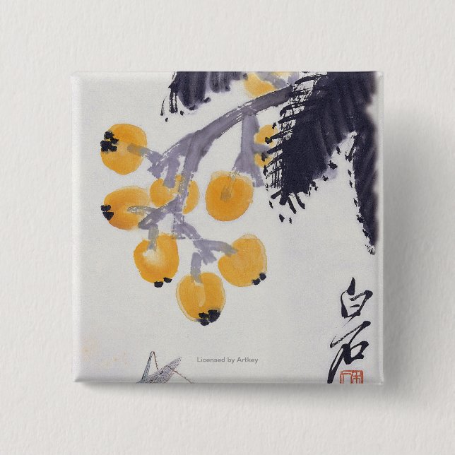 Loquats och en gräshoppa knapp (Framsida)