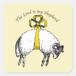 LORD är min herde Psalm 23 Fyrkantigt Klistermärke