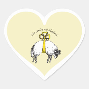 LORD är min herde Psalm 23 Hjärtformat Klistermärke