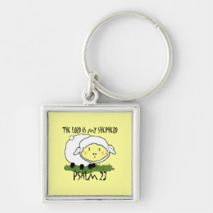 LORD är min herde Psalm 23 Spädbarn t-shirt- U Fyrkantig Silverfärgad Nyckelring