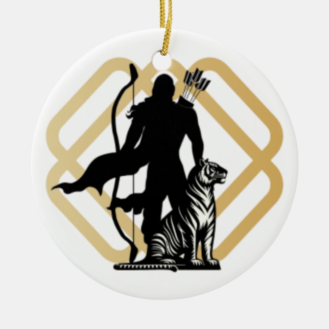 Lord Ayyappan Julgransprydnad Keramik (Framsidan)