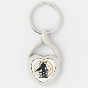 Lord Ayyappan Twisted Heart Silverfärgad Nyckelring