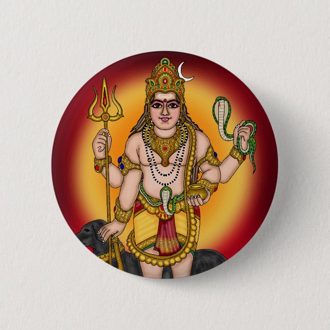 Lord Bhairava Retro Knapp (Framsida)