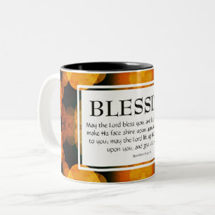 LORD BLESS DIG Nummer 6:24-26 Orange Bokeh Två-Tonad Mugg
