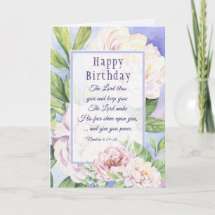 Lord Bless You Bible Birthday Elegant Blommigt Kort