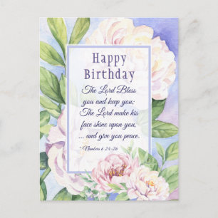 Lord Bless You Bible Birthday Elegant Blommigt Vykort