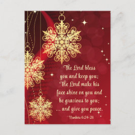 Lord Bless You Bible Elegant jul Red Guld Helg Vykort