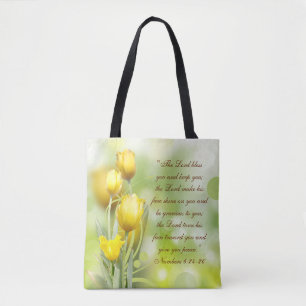 Lord Bless You Bible Verse Gult Tulips Tygkasse