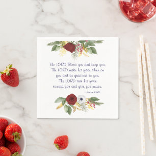 Lord Bless You Bible Verse Röd ros Blommigt Pappersservett