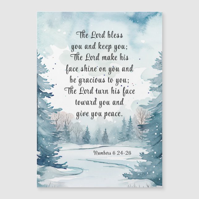 Lord Bless You Bible Winter Magnetic Card (Framsida)