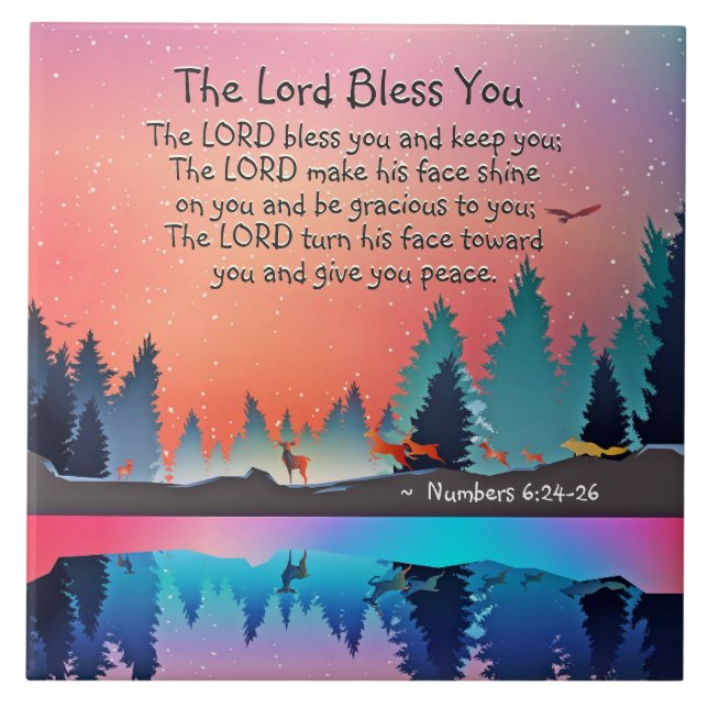 Lord Bless You Numbers 6:24-26 Winter Sjö Kakelplatta (Framsidan)