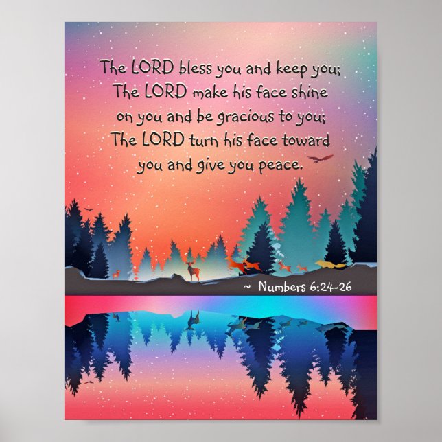 Lord Bless You Numbers 6:24-26 Winter Sjö Poster (Framsidan)