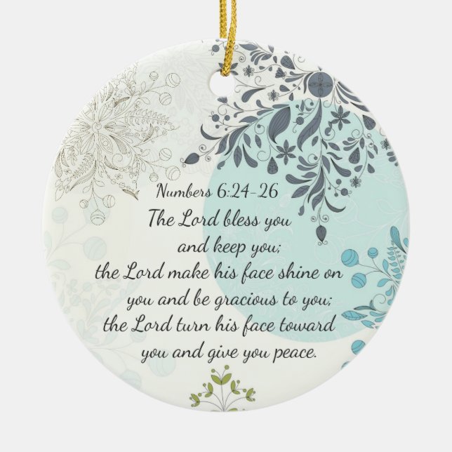 Lord Bless You, nummer 6:24, Bible Anpassningsbar Julgransprydnad Keramik (Framsidan)