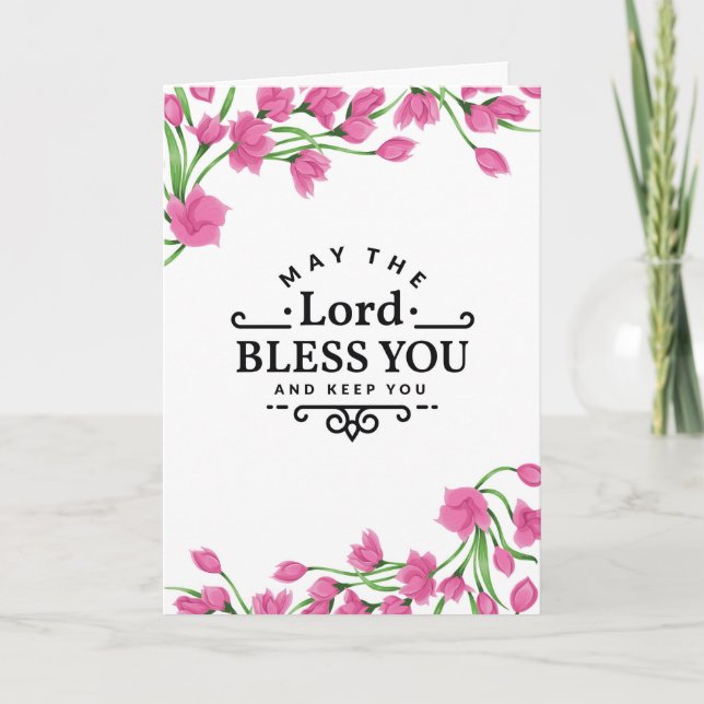 Lord Bless You och behålla dig med Flowers Kort (Framsida)