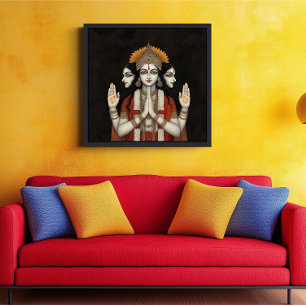 Lord Brahma a Modern Andlig Porträtt Painting Poster