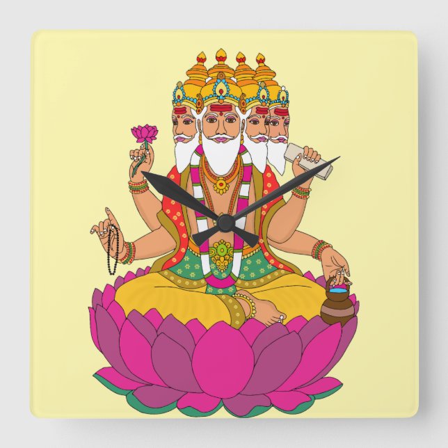 Lord Brahma Wall Clock Fyrkantig Klocka (Framsida)