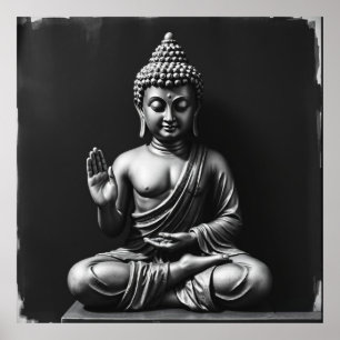 Lord Buddha - Charcol Art Porträtt Poster