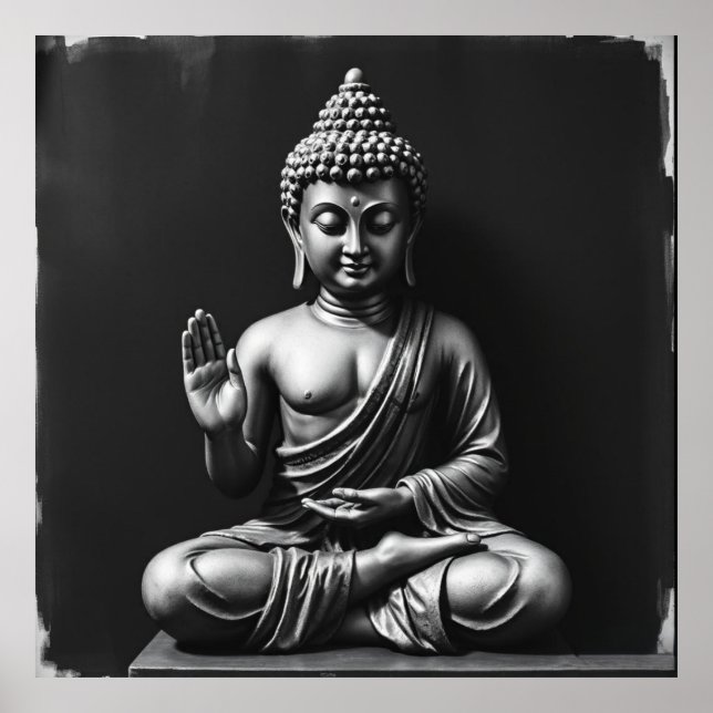 Lord Buddha - Charcol Art Porträtt Poster (Framsidan)
