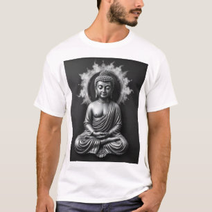 Lord Buddha - Serene Charcol Art Porträtt T Shirt