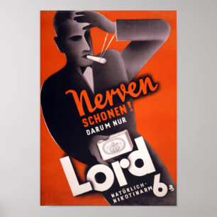 Lord Cigarettes German Vintage affisch återställd