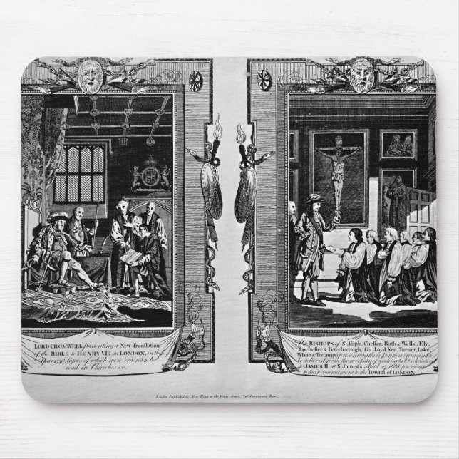 Lord Cromwell framlägger bibeln till Henry VIII Musmatta (Framsidan)