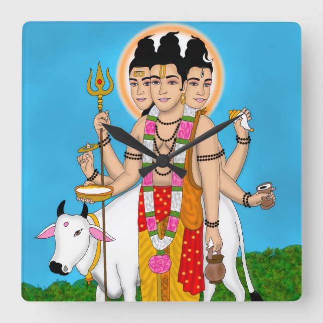 Lord Dattatreya Clock Fyrkantig Klocka (Framsida)