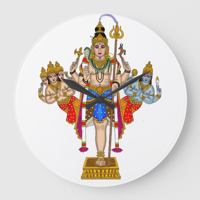 Lord Ekpada Shiva Clock Stor Klocka (Framsida)