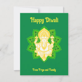 Lord Ganesh Blessings Lycklig Diwali Grönt Kort