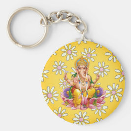 Lord Ganesh Divine Gult Blommigt keychain Nyckelring