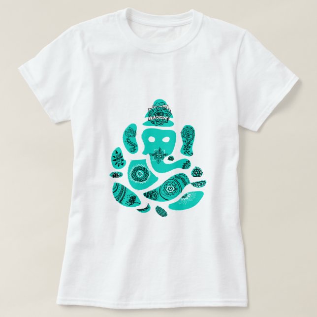 Lord Ganesh Elephant Women's Basic T-Shirt, White Tee Shirt (Design framsida)