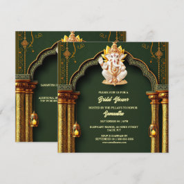 Lord Ganesh grönt guld paisley elegant Arch chic Julkort