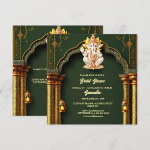 Lord Ganesh grönt guld paisley elegant Arch chic Julkort