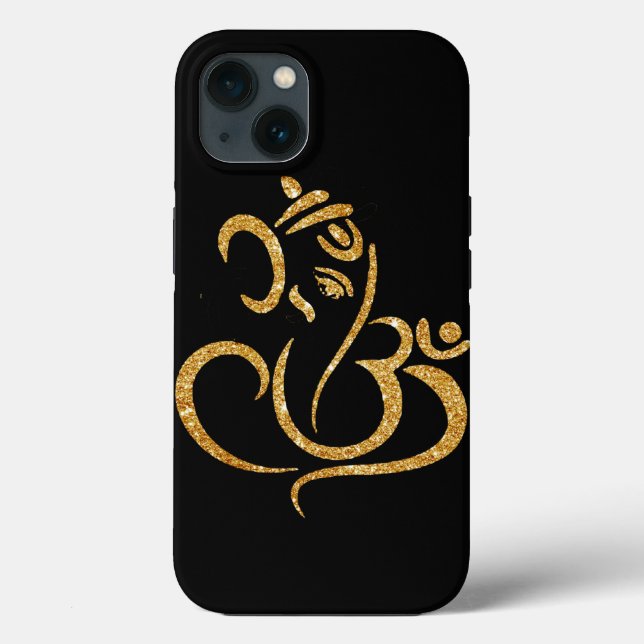 Lord Ganesh Hindu Gud Apple Guld Glitter (Baksida)