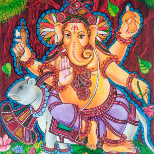Lord Ganesh Mural Painting Stretched Kanvastryck