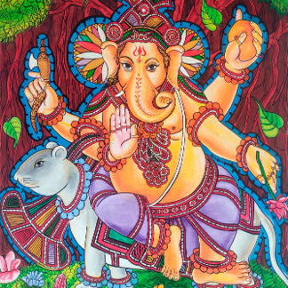 Lord Ganesh Mural Painting Stretched Kanvastryck