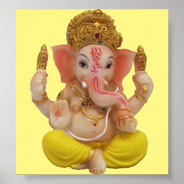 Lord Ganesh, Underbar Hindu God för lycka Poster (Framsidan)