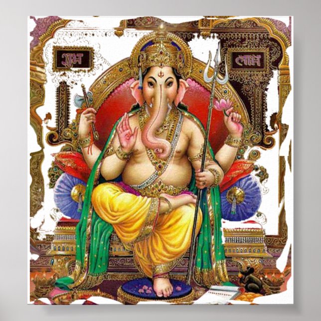 Lord Ganesh, Underbar Hindu God för lycka Poster (Framsidan)